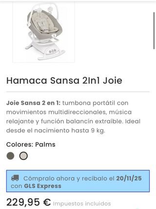 Hamaca eléctrica bebé