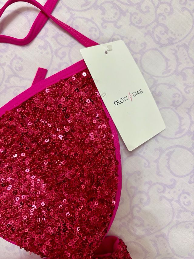 Bikini Glowrias rosa lentejuelas