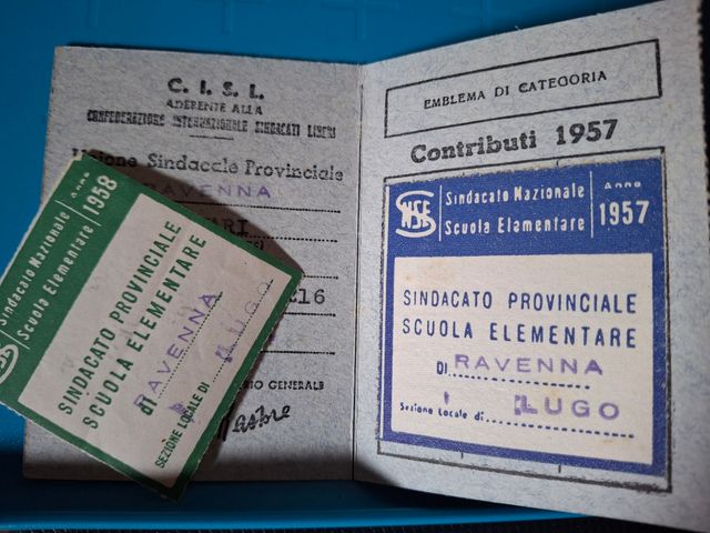 Tessera CISL Biennale 1957-58 Lugo Ravenna