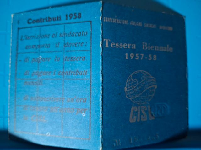 Tessera CISL Biennale 1957-58 Lugo Ravenna