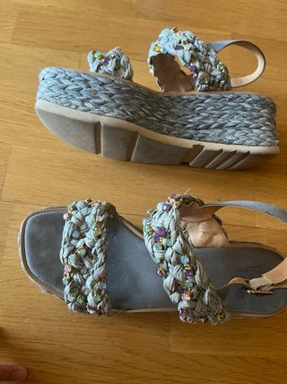 Sandalias plataforma azul multicolor