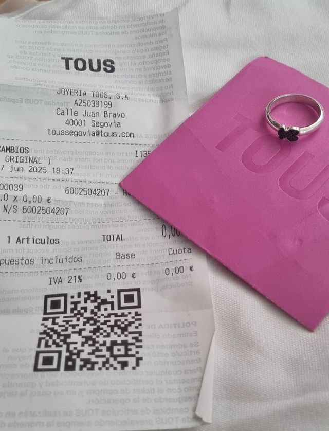 Anillo Tous plata negra
