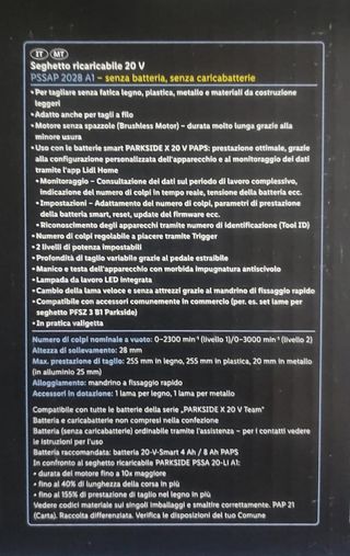 Serrote performance Parkside 20v - nova