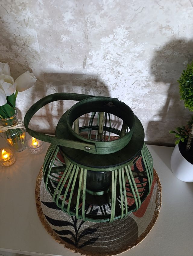 Farol de bambu verde - Decoração para casa