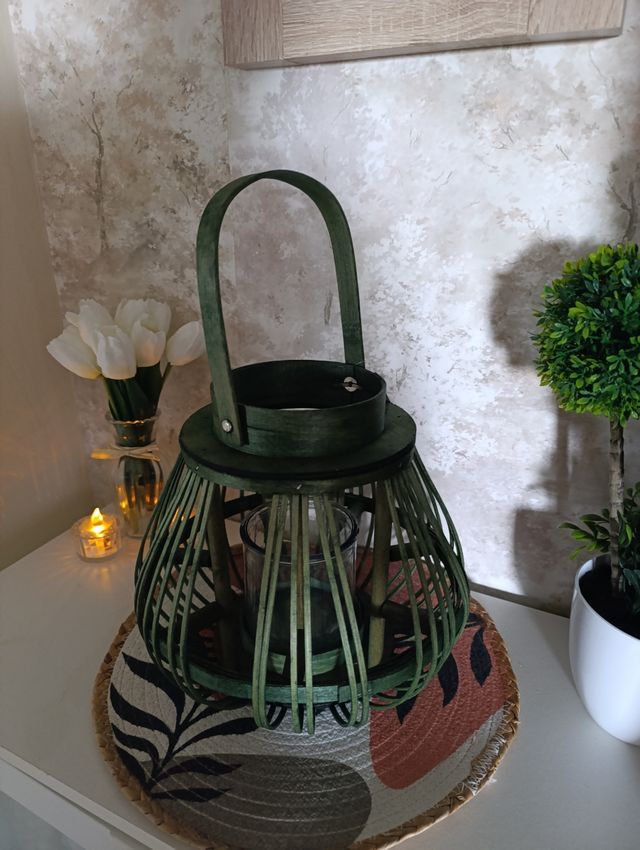 Farol de bambu verde - Decoração para casa