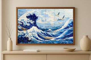 Mural cerámico Gran Ola japonesa estilo Hokusai