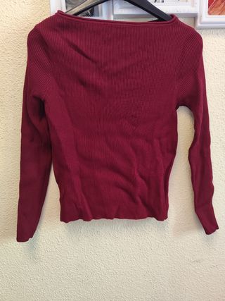 Jersey rojo canalé mujer