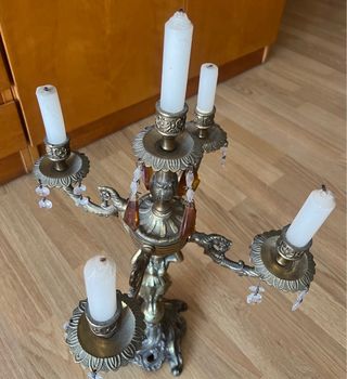 Candelabro antiguo dorado 5 brazos