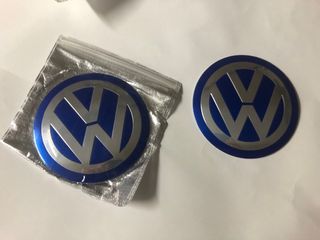 2 Emblemas  VW Azul-Plata 12Cm diametro nuevos 