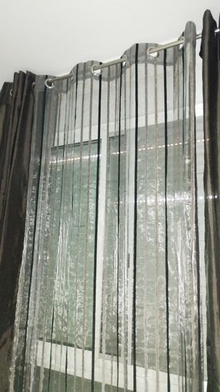 Cortinas marrón 2 unidades y visillo marrón /gr