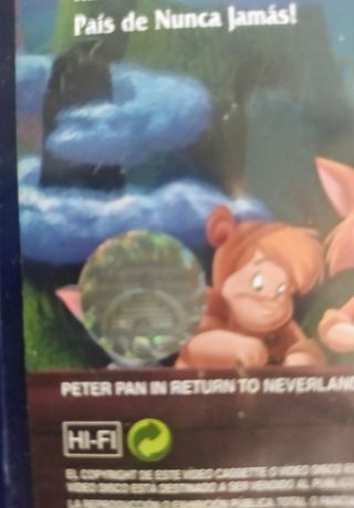 VHS Disney Peter Pan Regreso al País Nunca Jamás