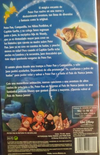 VHS Disney Peter Pan Regreso al País Nunca Jamás