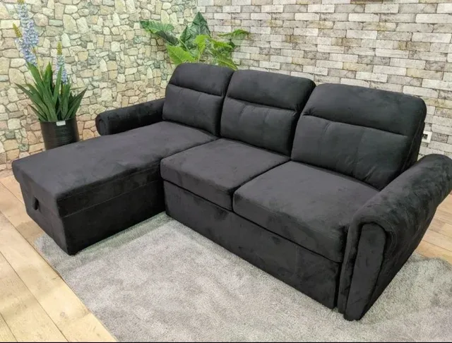 Sofá cama chaise longue negro
