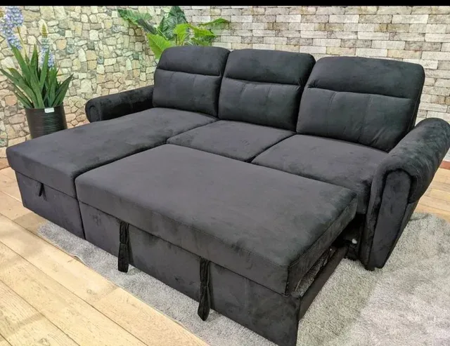 Sofá cama chaise longue negro