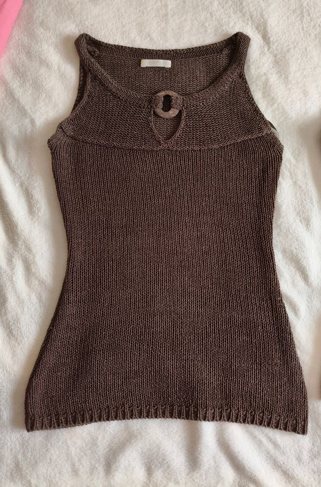 2 Camisetas Promod punto marrón verde