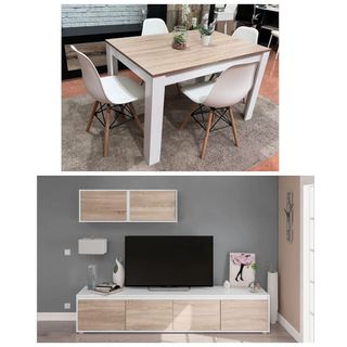 Salón moderno: mesa+4 sillas+mueble TV