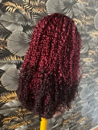 Peluca Pelo Rizado Rojo-Negro Humano 100%