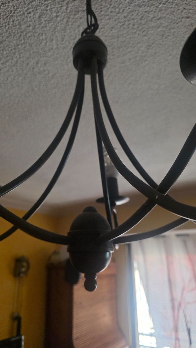 Lámpara de forja negra - 5 brazos