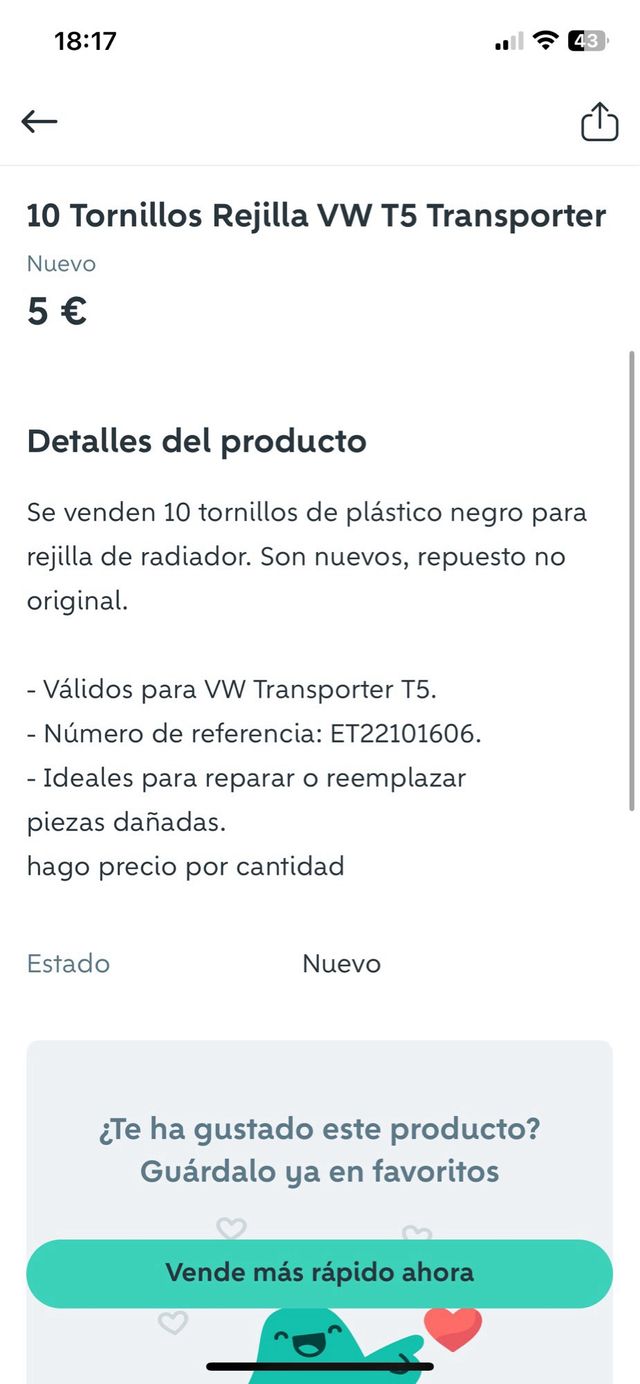 10 Tornillos Rejilla VW T5 Transporter