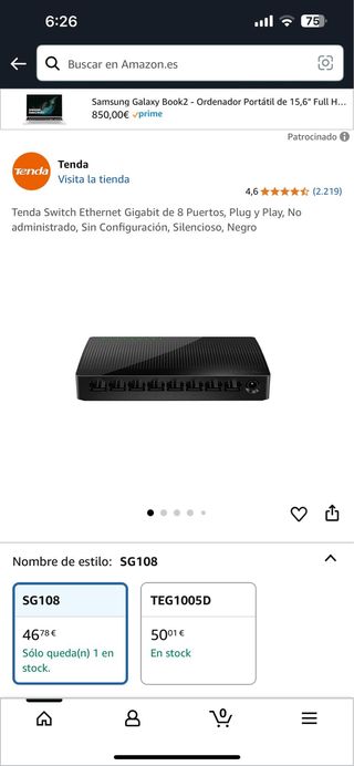Switch Gigabit Tenda 8 puertos