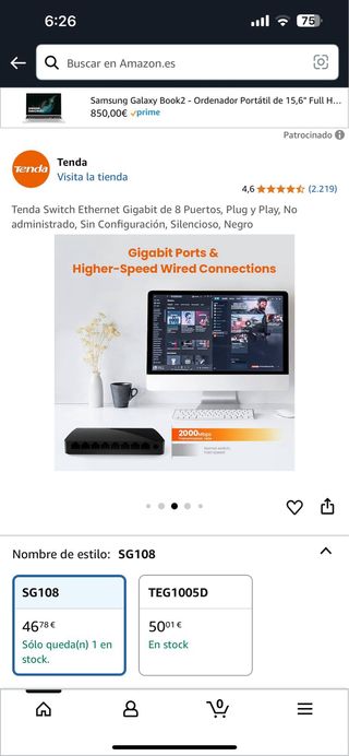 Switch Gigabit Tenda 8 puertos