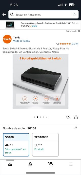 Switch Gigabit Tenda 8 puertos