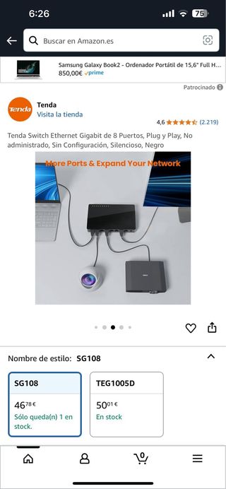 Switch Gigabit Tenda 8 puertos