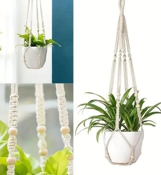 2 grucce per fioriere in macramè - Beige