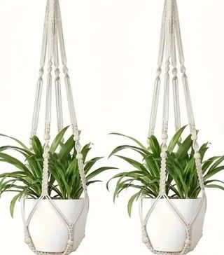 2 grucce per fioriere in macramè - Beige