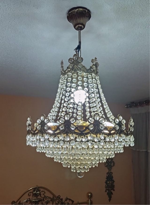 Lampara Cristal Swarovski Dorada