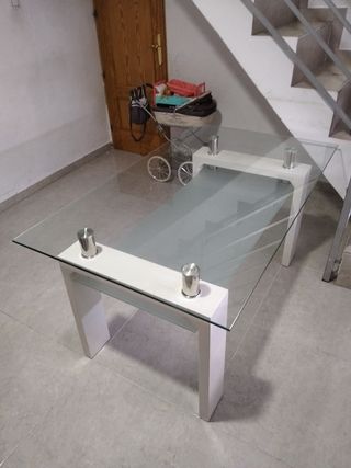Mesa centro cristal blanco