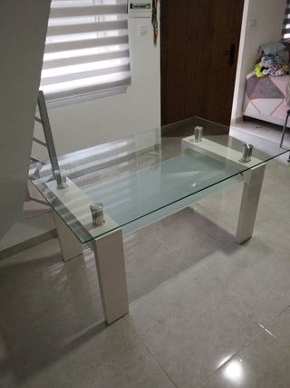 Mesa centro cristal blanco