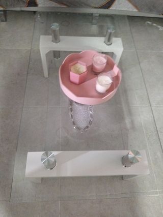 Mesa centro cristal blanco