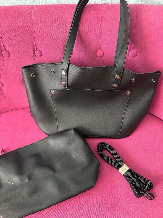 Bolso doble de piel vegana de alta calidad 