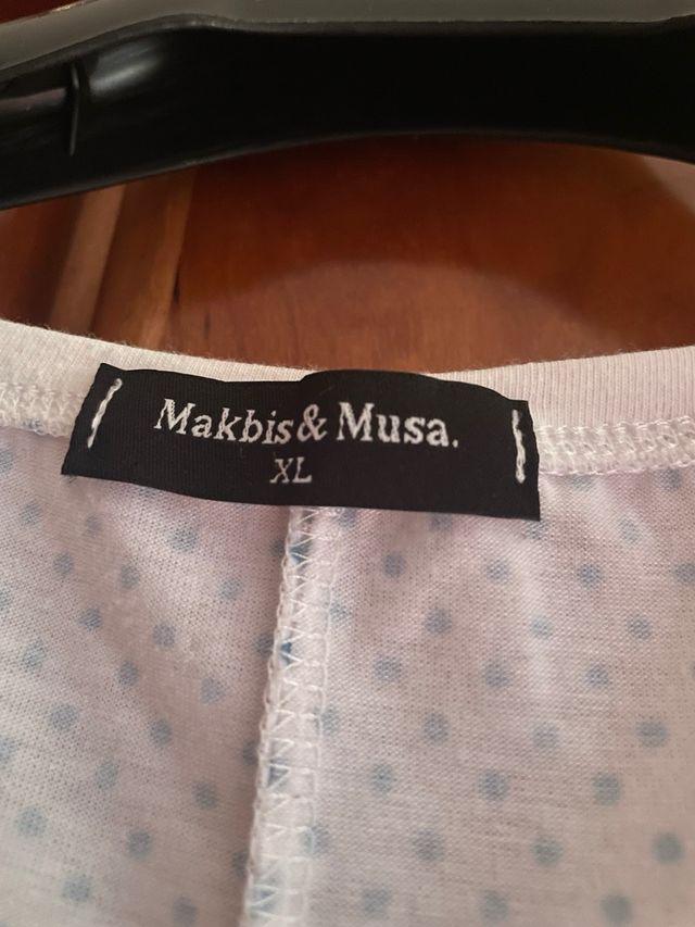 Camiseta blanca lunares azules - Talla grande