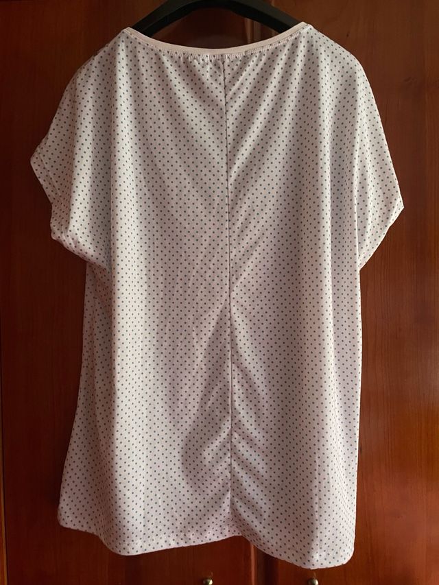 Camiseta blanca lunares azules - Talla grande