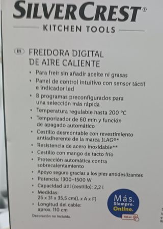 Freidora de aire SilverCrest 1500W