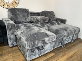 Sofá cama -Arcon y posavasos -Pana aterciopelada