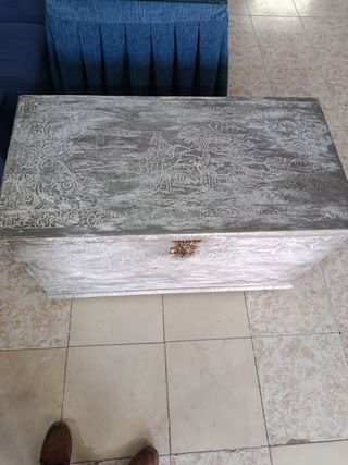 Baúl madera blanco-marrón