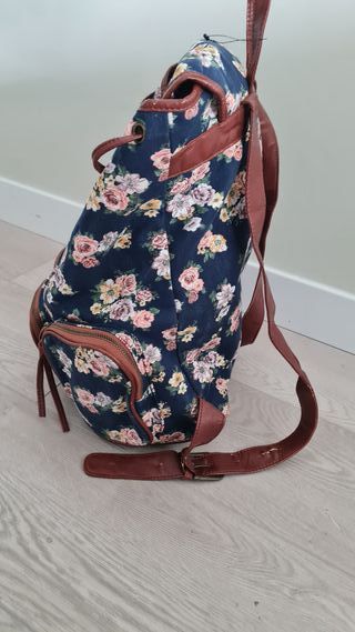 Mochila Flores Azul - Gran Capacidad