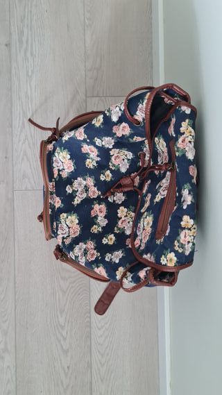 Mochila Flores Azul - Gran Capacidad