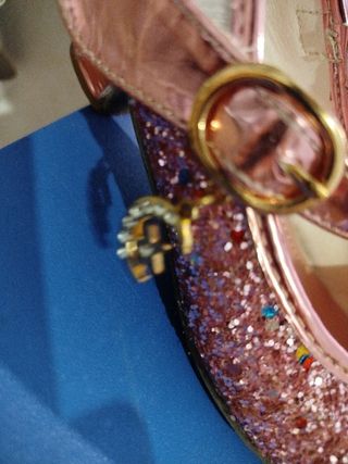 Zapatos niña tacón glitter rosa talla 31