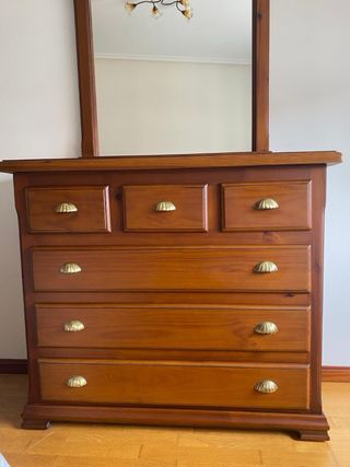 Cabecero cama + 1 mesita + cómoda + Espejo 