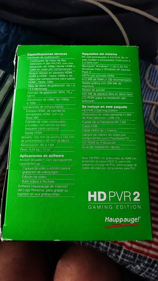 Capturadora Hauppauge HD PVR 2 Gaming Edition