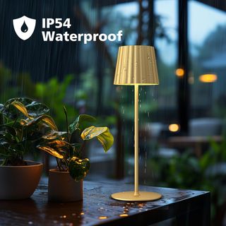 Lámpara LED mesa dorada - inalámbrica