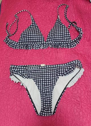Bikini azul blanco vichy - Talla M