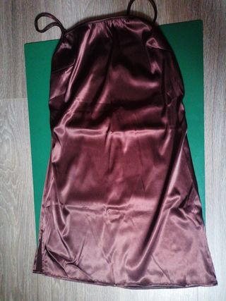 Vestido Satén Marrón chocolate