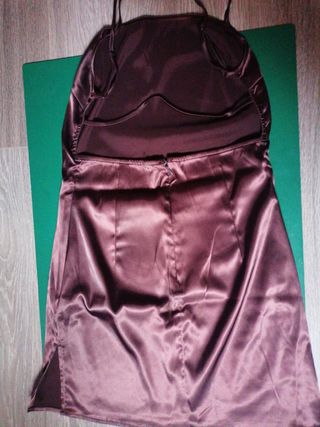 Vestido Satén Marrón chocolate