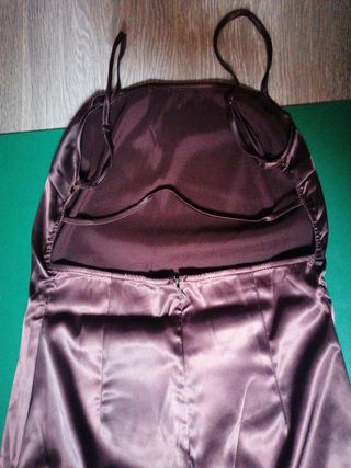 Vestido Satén Marrón chocolate