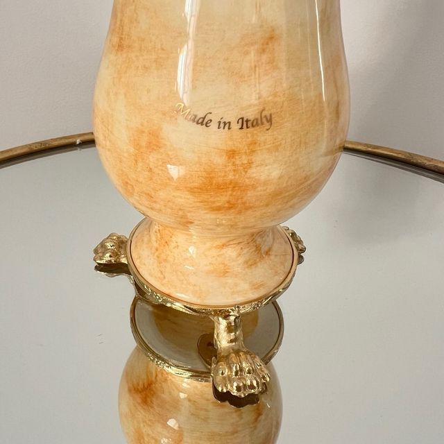 Vaso Rostema Limoges Bege e Ouro.